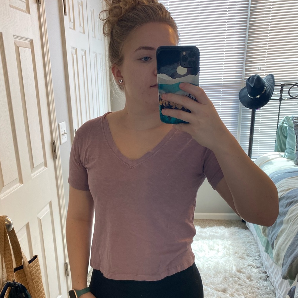 Purple Athleta Cropped Shirt